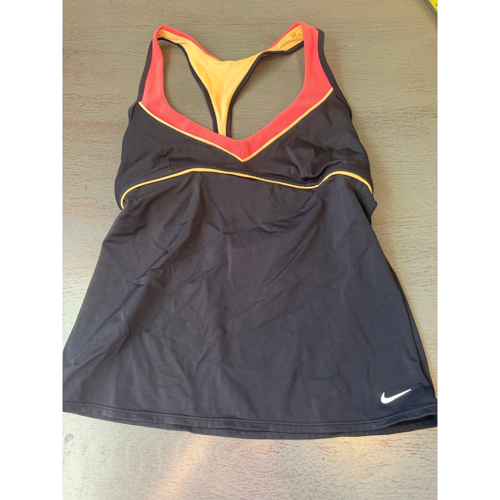 Nike Better World Swim Tankini Top Black Red Orange Racerback Size 10 M